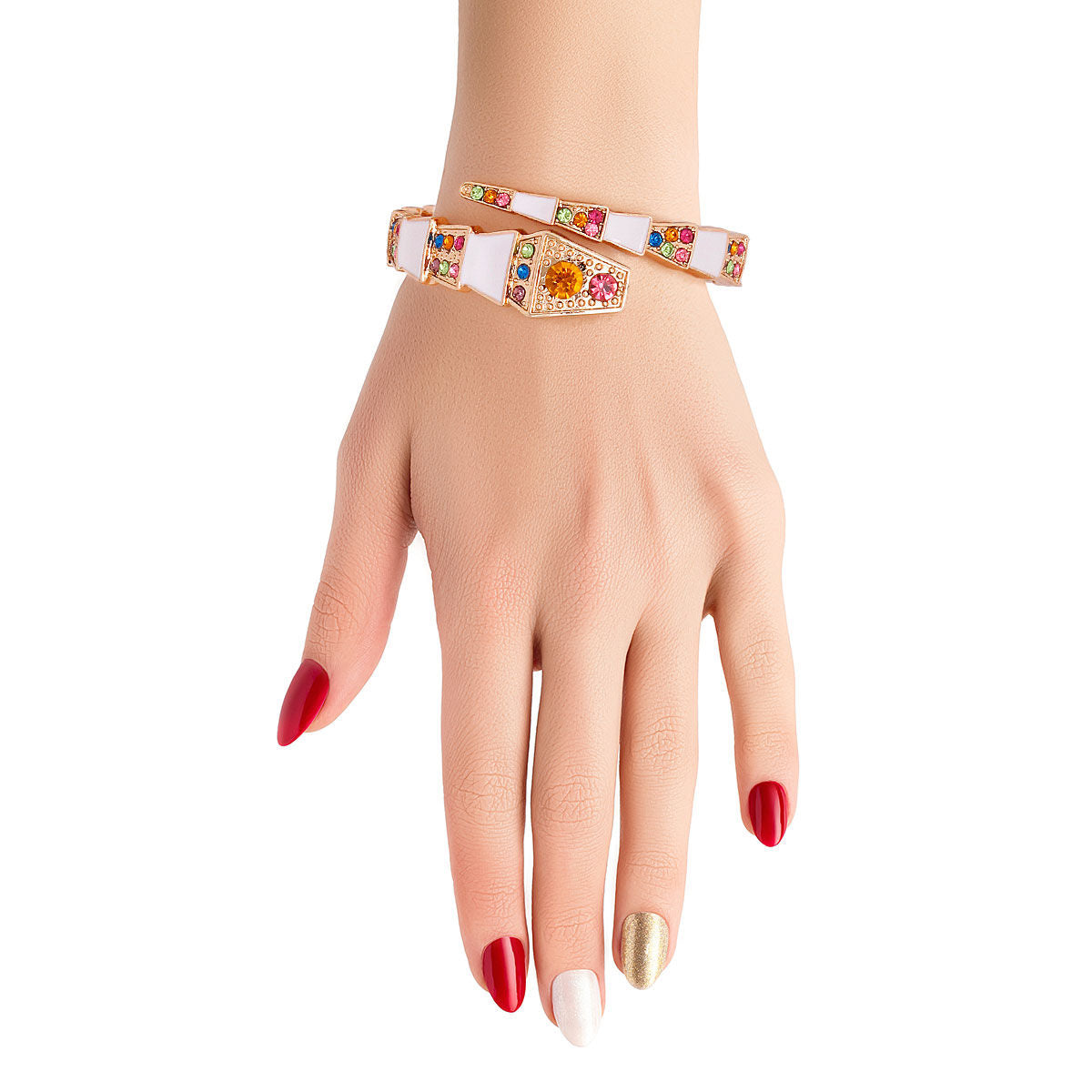 Luxury White 3D Snake Wrap Cuff Bracelet