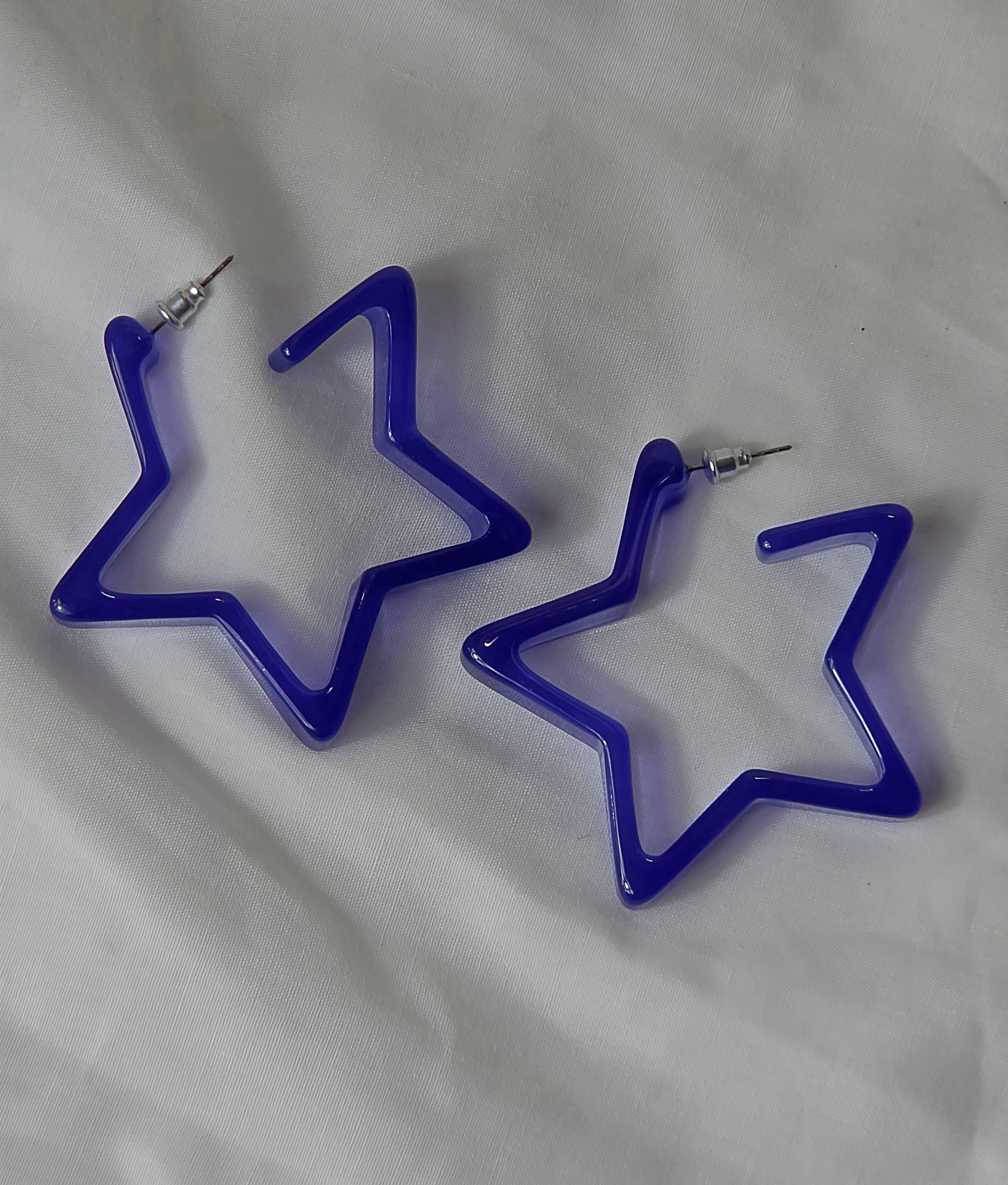 Women's Glossy Acrylic Open Star Hoop Earrings