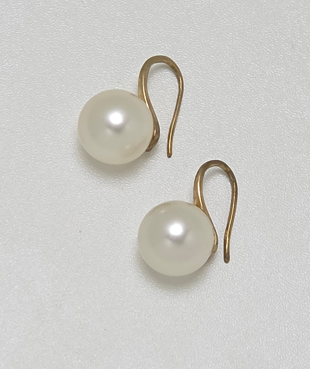 Women's White Pearl Drop Earrings Gold Fish Hook Wire