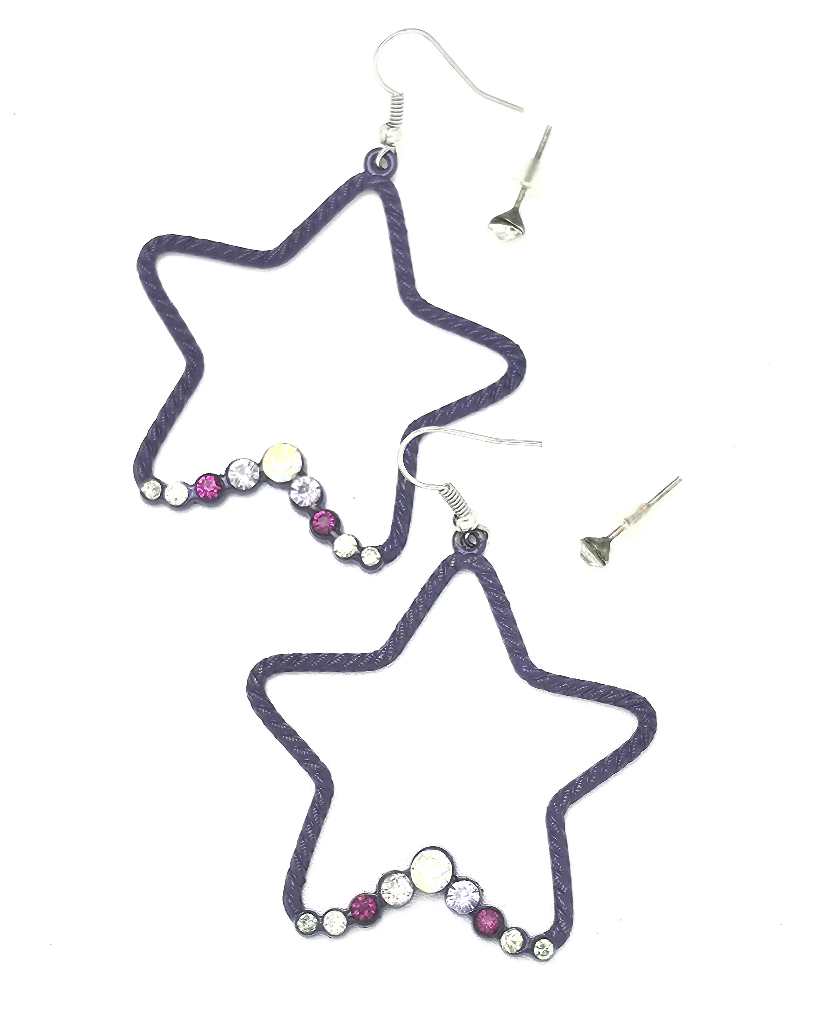 Women's Open Star Rhinestone Crystal Drop Earrings Y2K