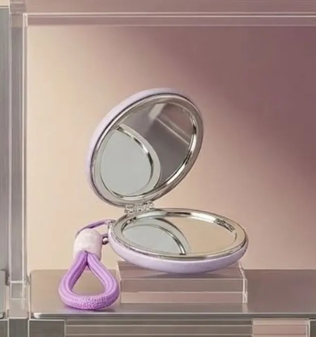 Butterfly Compact Mirror Keychain with Dual Mirrors and 3-in-1 Hardware