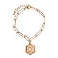 D Hexagon Initial Charm Bracelet