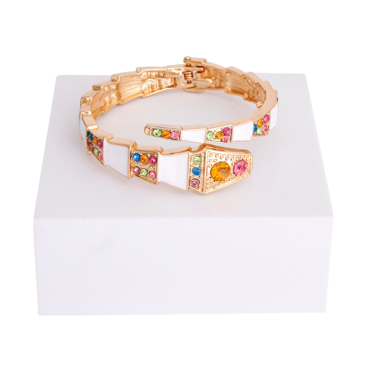 Luxury White 3D Snake Wrap Cuff Bracelet