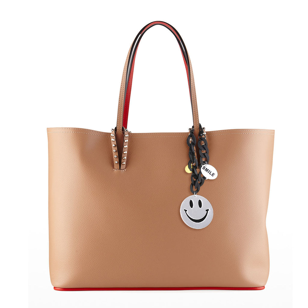 Silver Smiley Face Keychain | Matte Black Acrylic Bag Charm