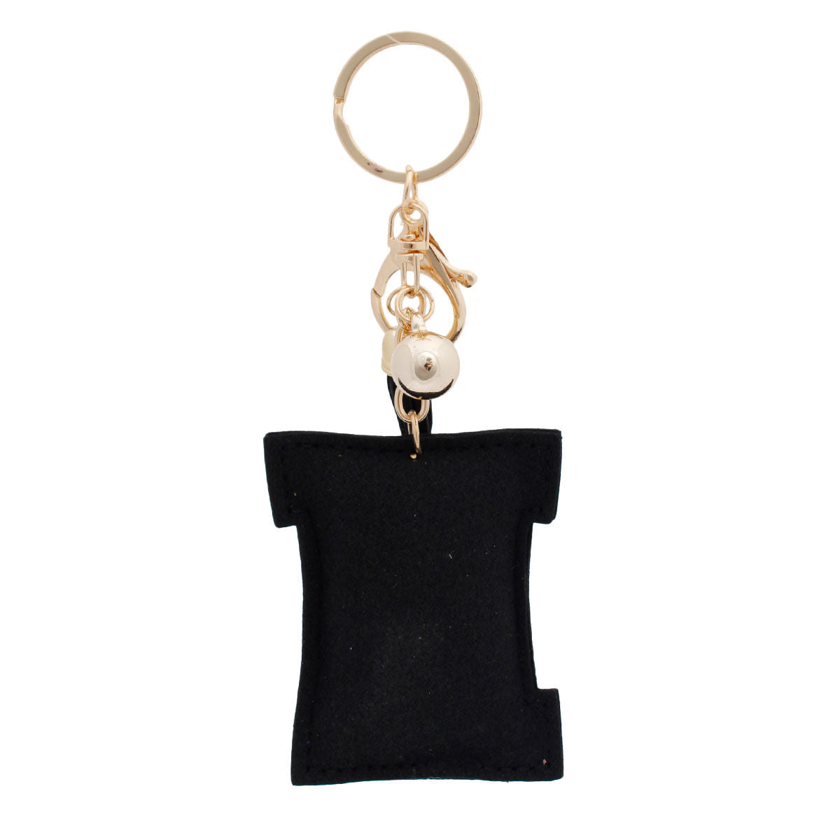 N Initial Black Rhinestone Padded Charm Keychain | Gold Bag Charm