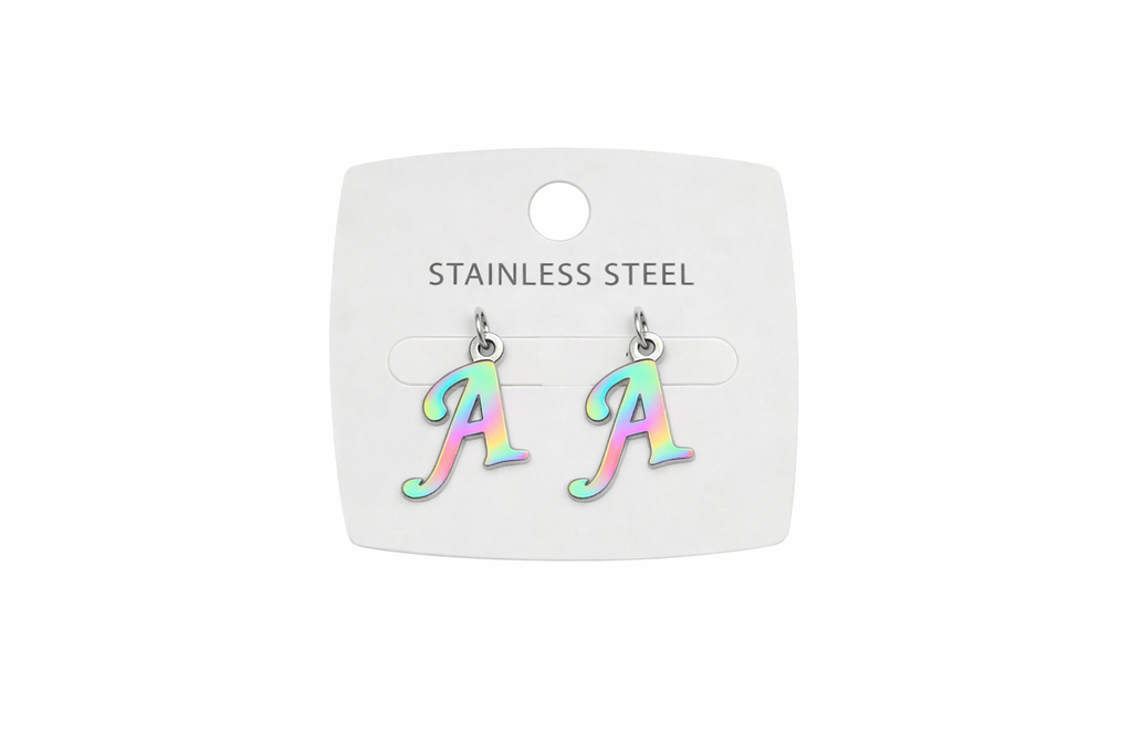 Multicolor Initial Letter Stud Earrings