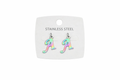 Multicolor Initial Letter Stud Earrings
