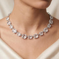 Women's Cushion Square Stone Link Evening Necklace