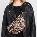 Women's Leopard Print Quilted Belt Bag – Animal Print Crossbody Sling