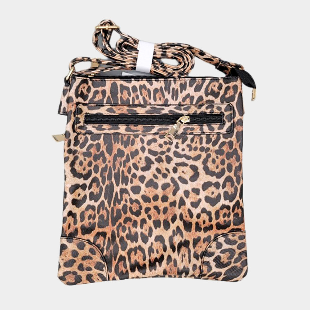 Women's Leopard Print Faux Leather Crossbody Bag – Animal Print Purse