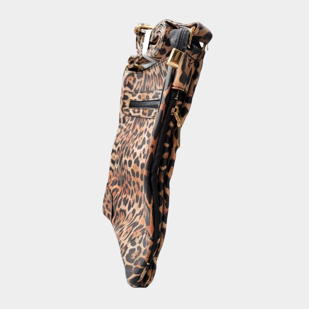 Women's Leopard Print Faux Leather Crossbody Bag – Animal Print Purse