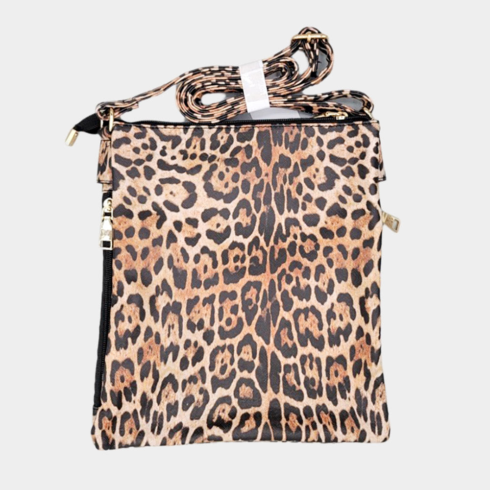 Women's Leopard Print Faux Leather Crossbody Bag – Animal Print Purse