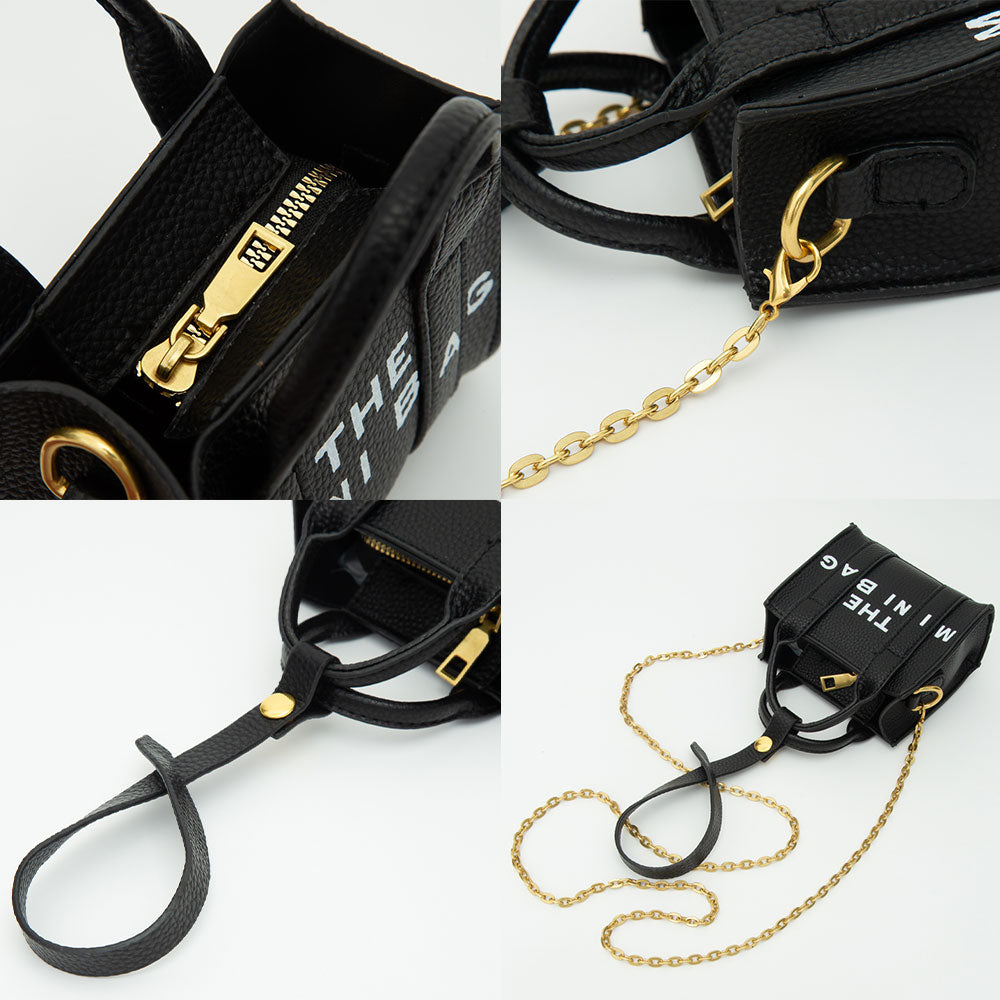 Women's Mini Crossbody Bag Charm – Faux Leather Message Purse