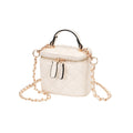 Women's Quilted Mini Vanity Box Crossbody Bag – Ivory Top Handle Purse
