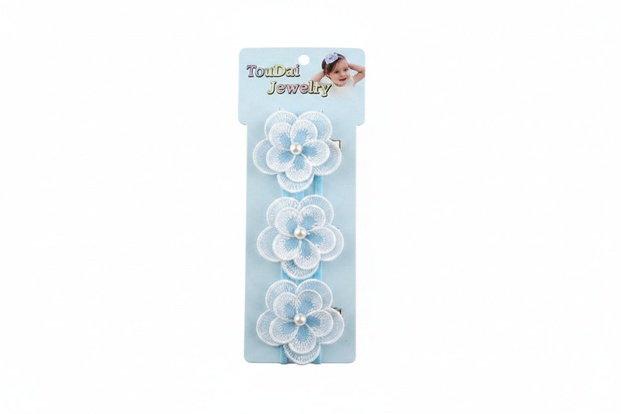 Girls Floral Lace Stretch Headband – Pearl Flower Elastic