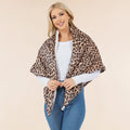 Women's Leopard Print Sherpa Convertible Shawl Wrap Scarf – Ivory
