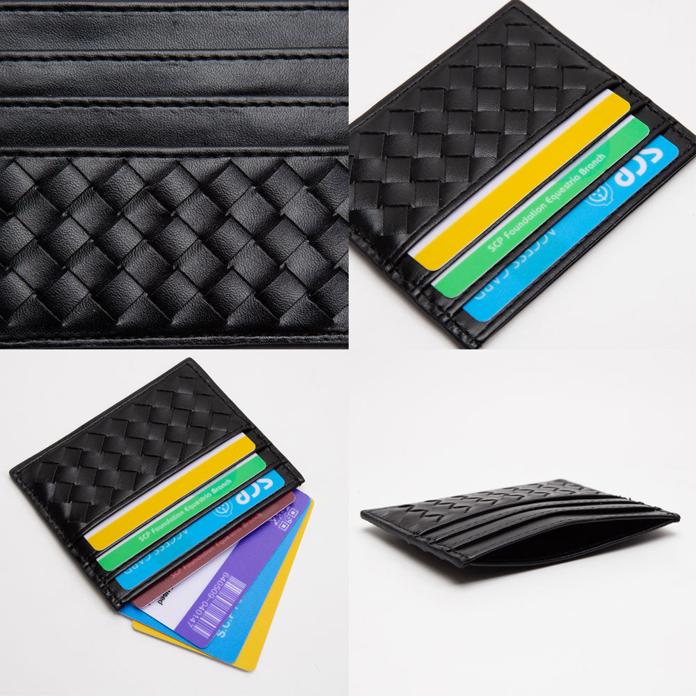 Women's Pink Basket Weave Faux Leather Card Holder Wallet