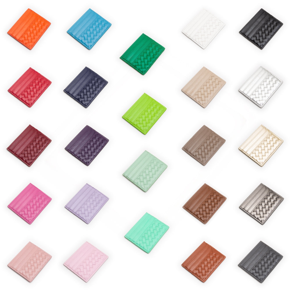 Women's Pink Basket Weave Faux Leather Card Holder Wallet