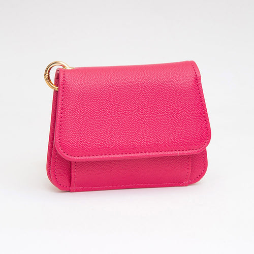 Women's Faux Pebble Leather Compact Card Wallet – Bag Charm
