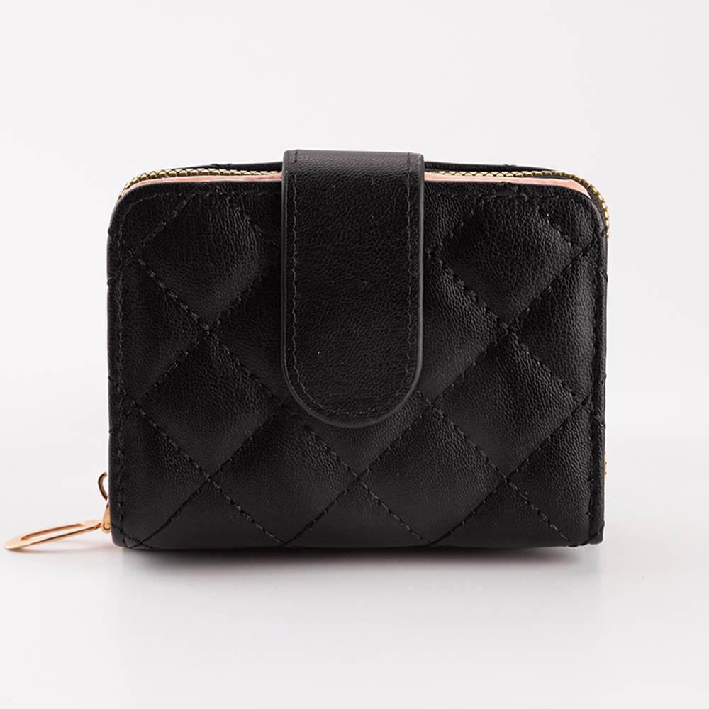 Women's Quilted Faux Leather Compact Card Organizer Wallet