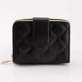Women's Quilted Faux Leather Compact Card Organizer Wallet