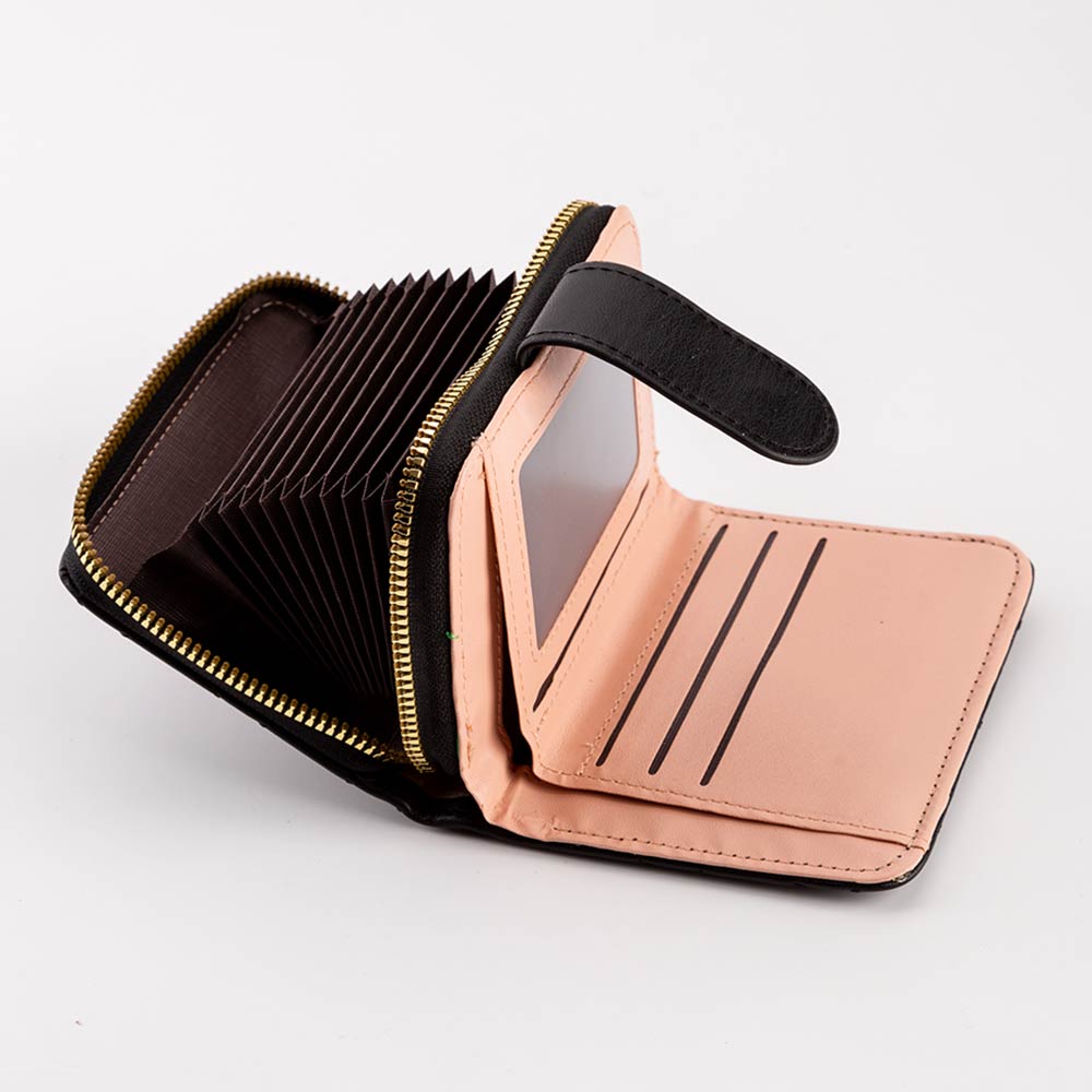 Women's Quilted Faux Leather Compact Card Organizer Wallet
