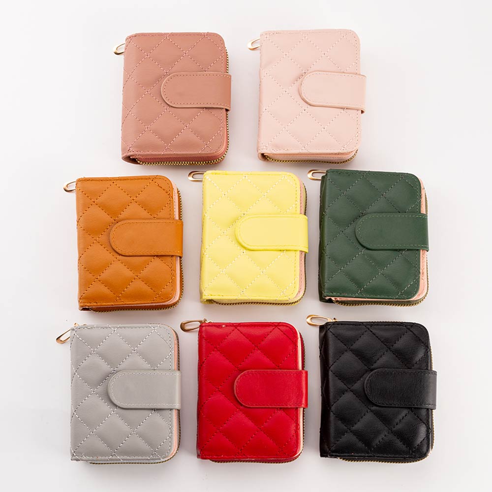 Women's Quilted Faux Leather Compact Card Organizer Wallet
