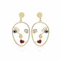 Abstract Face Earrings White BG