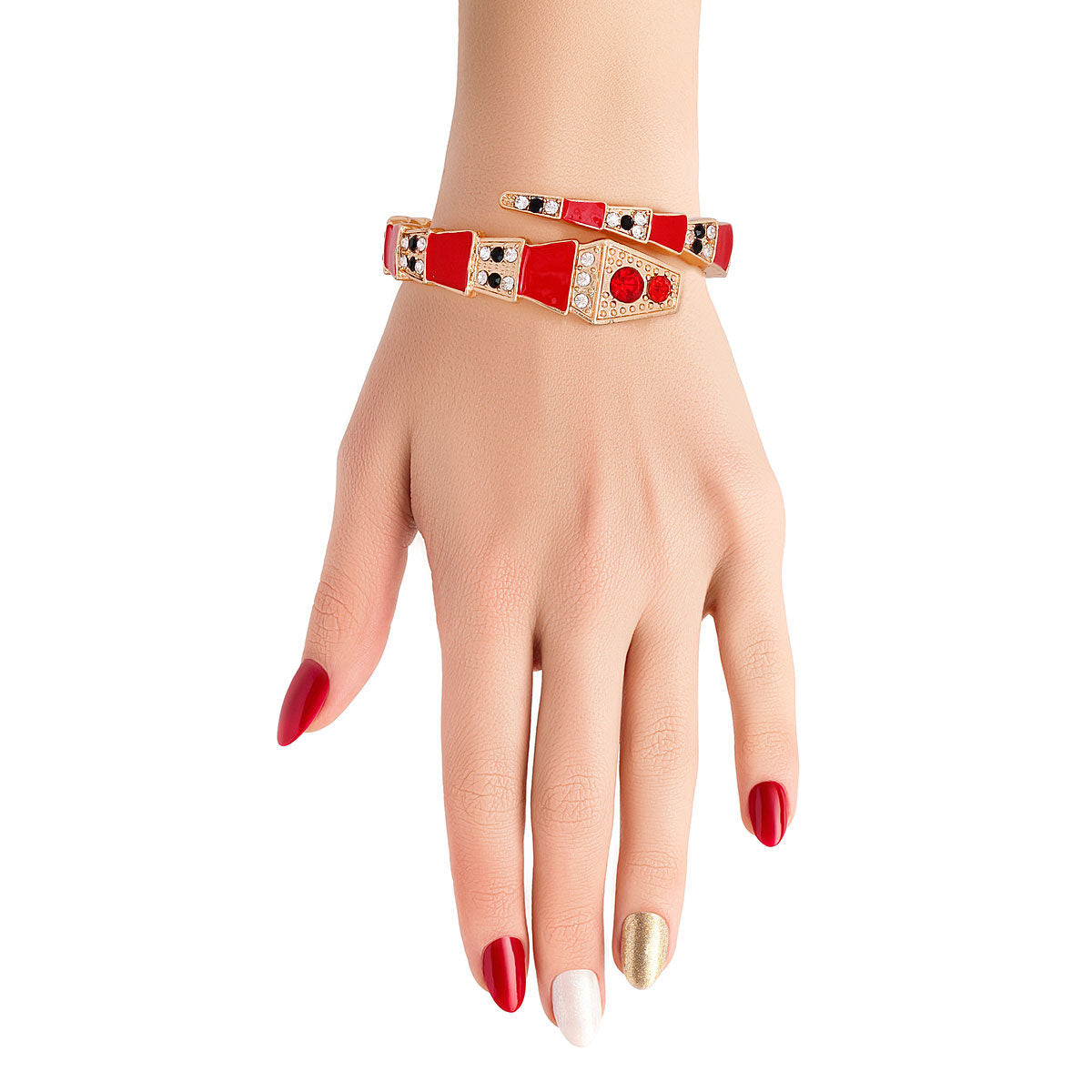 Luxury Red 3D Snake Wrap Cuff Bracelet