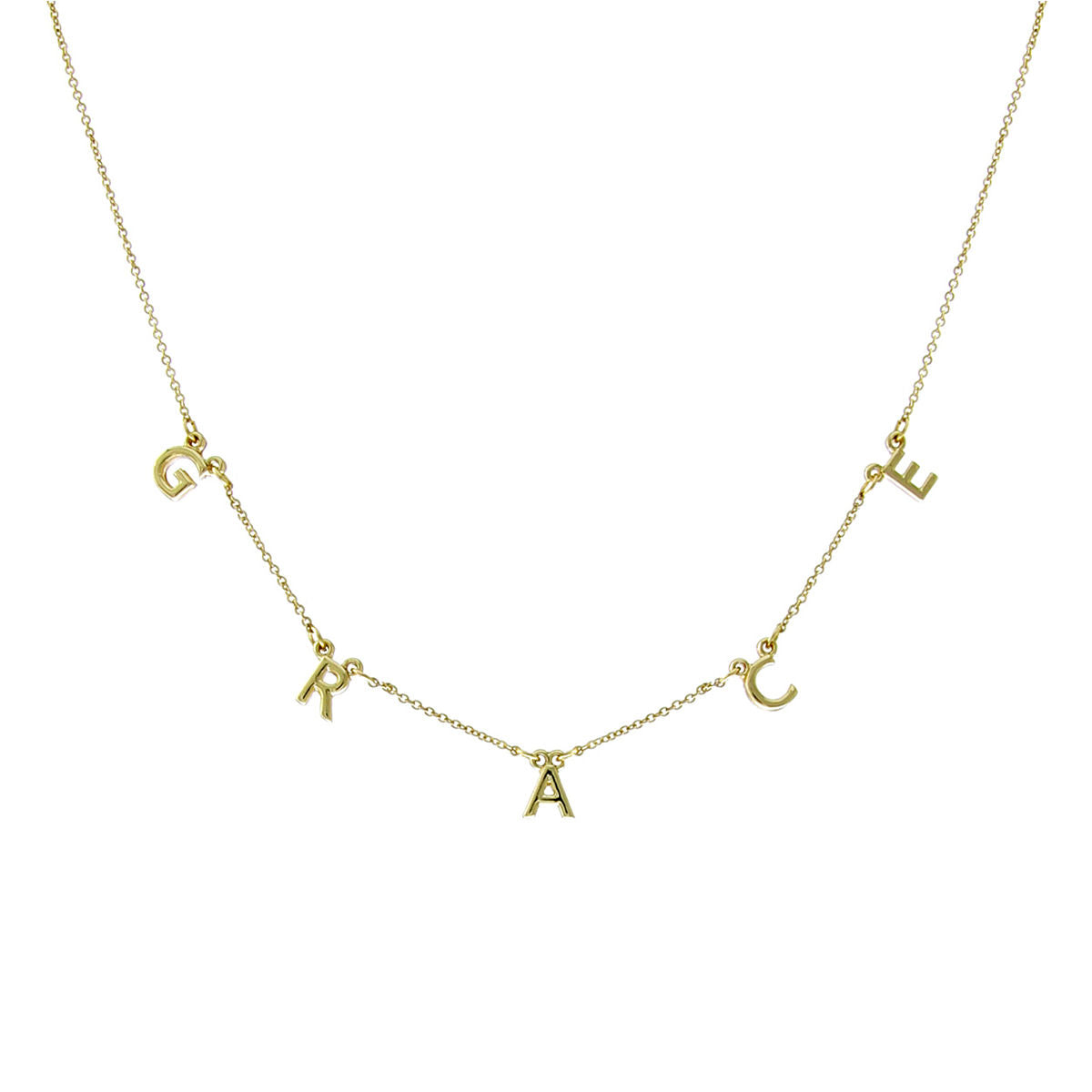 Gold GRACE Station Necklace | Dainty Word Pendant