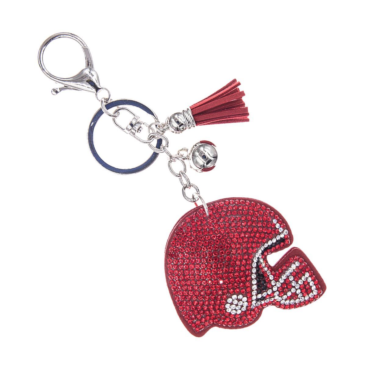 Red Rhinestone Football Helmet Keychain | Team Spirit Bag Charm