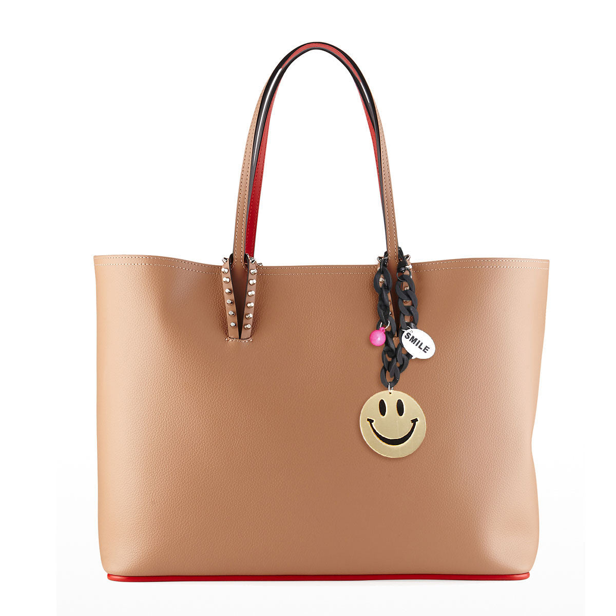 Gold Smiley Face Keychain | Matte Black Acrylic Bag Charm