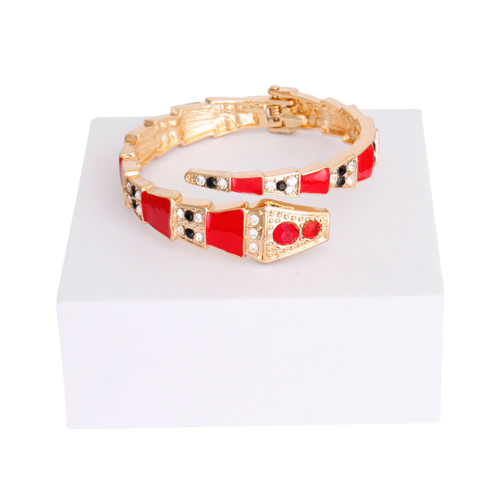 Luxury Red 3D Snake Wrap Cuff Bracelet