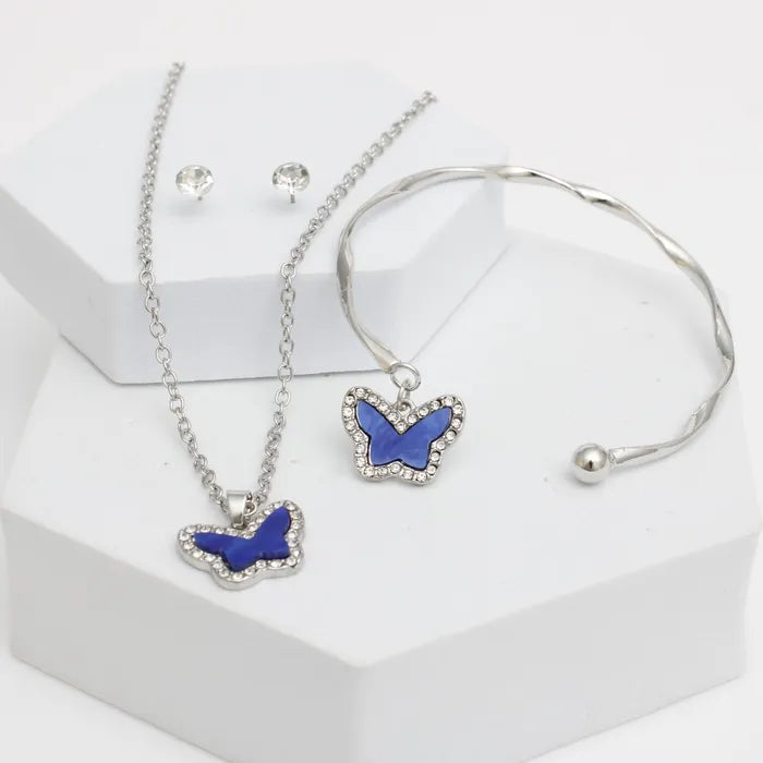 3-Piece Butterfly Jewelry Set | Necklace, Bracelet & Earrings