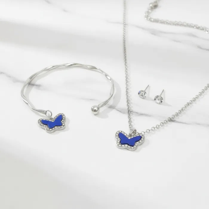 3-Piece Butterfly Jewelry Set | Necklace, Bracelet & Earrings