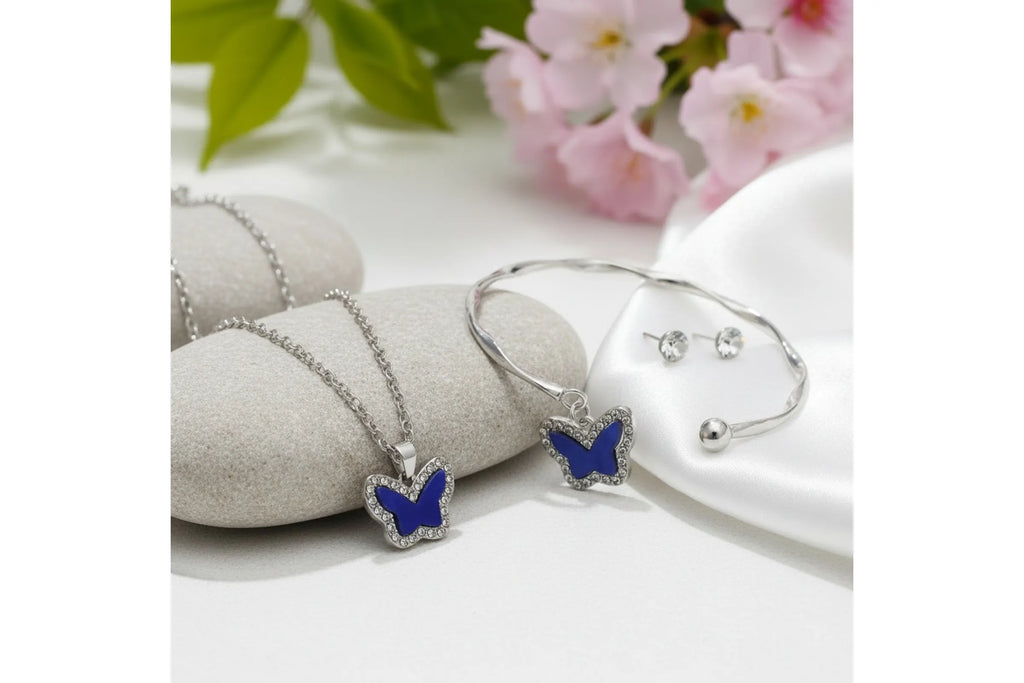 3-Piece Butterfly Jewelry Set | Necklace, Bracelet & Earrings