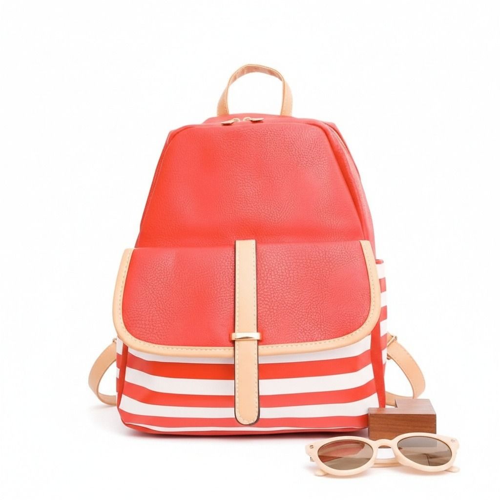 Red and White Stripe Backpack