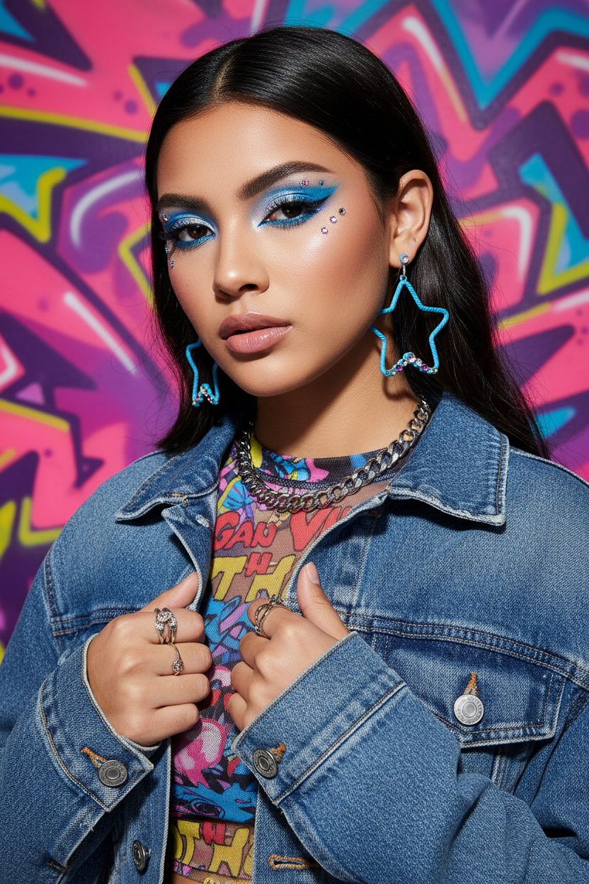 Gen Z Model Blue Star Earrings