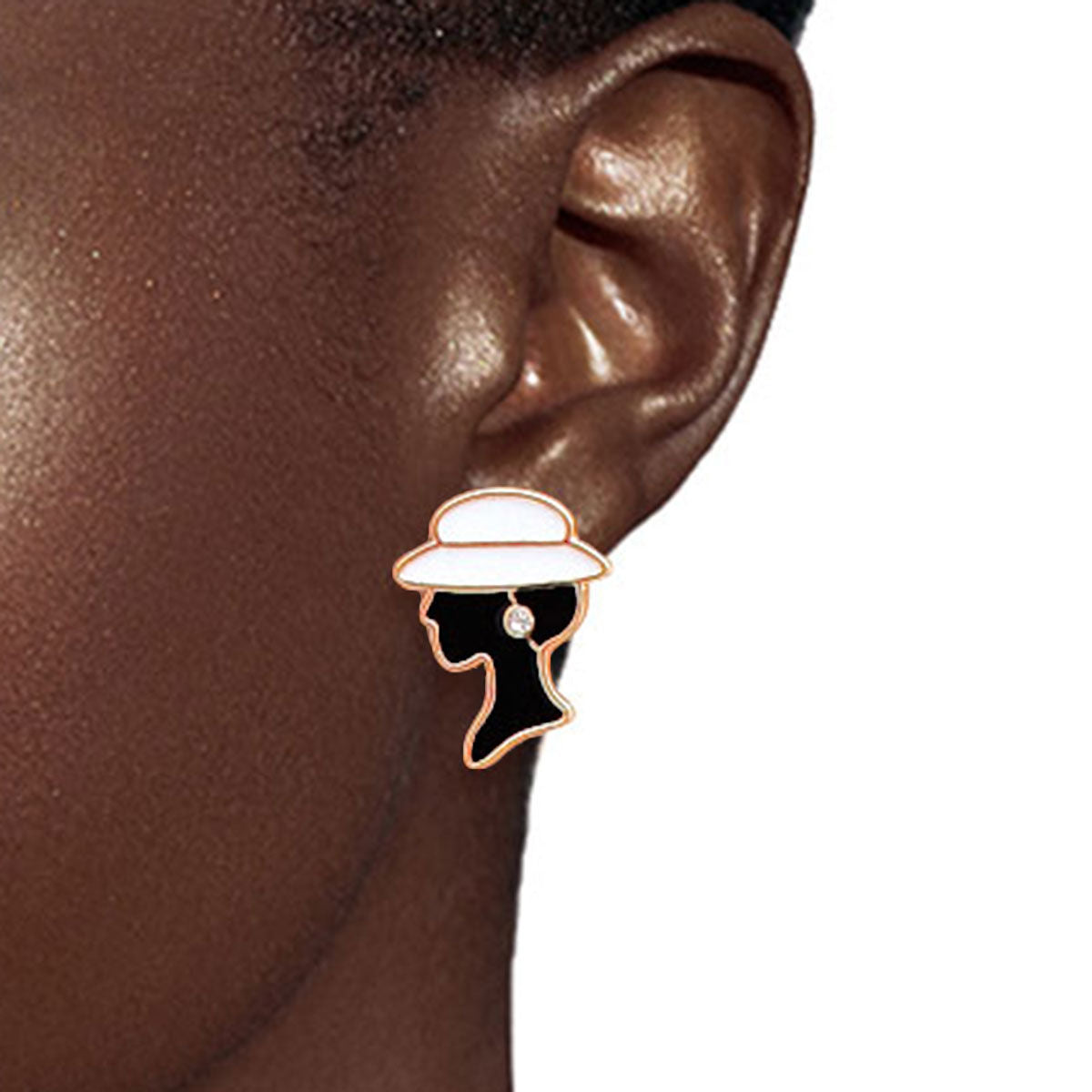 3 Pcs Gold Metal, White Epoxy & Pearl Charm Stud Earring Set