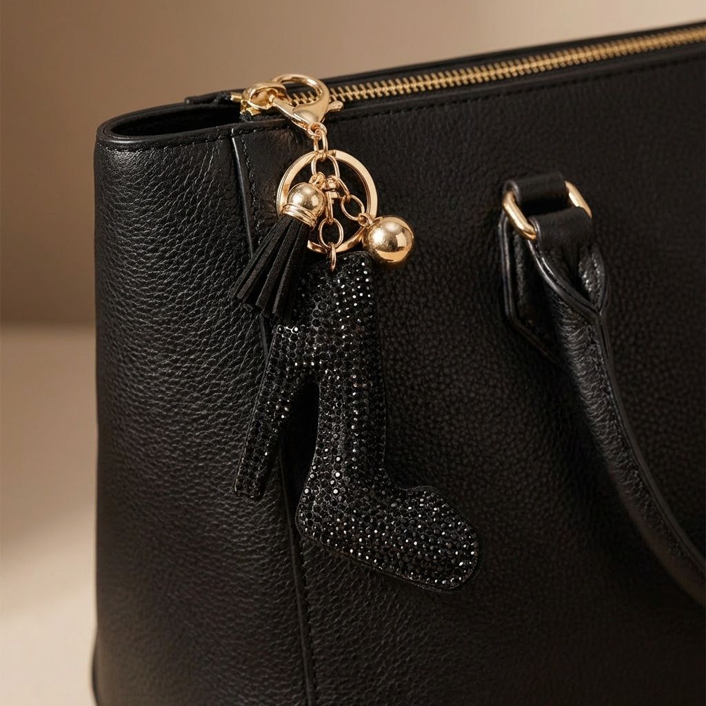 Black Rhinestone High Heel Bag Charm Keychain