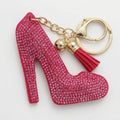 Fuchsia Rhinestone High Heel Bag Charm Keychain