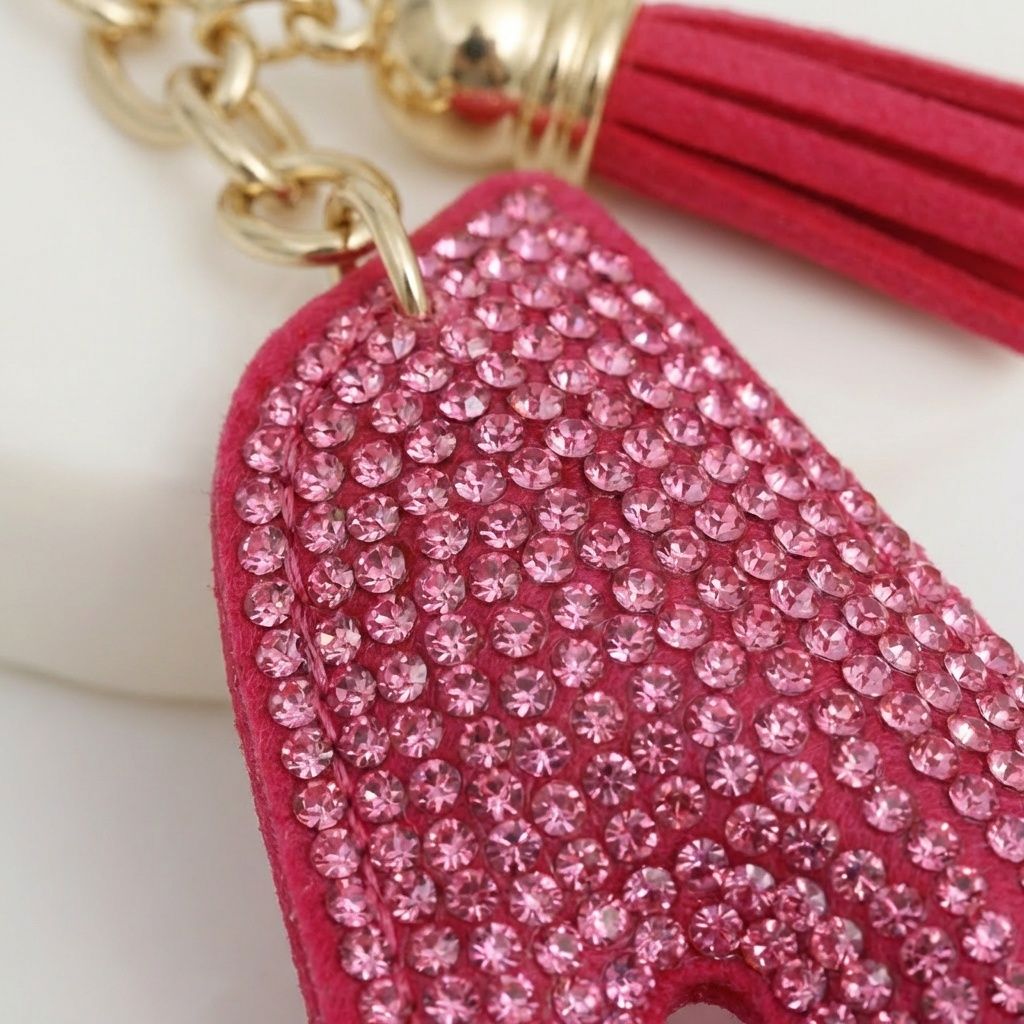 Fuchsia Rhinestone High Heel Bag Charm Keychain