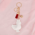 White Rhinestone Rooster Keychain | Farmhouse Chic Bag Charm