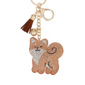 Brown Rhinestone Shiba Inu Dog Keychain | Pet Lover Bag Charm