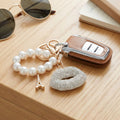 Clear Stone Encrusted Lips Parisian Pearl Keychain