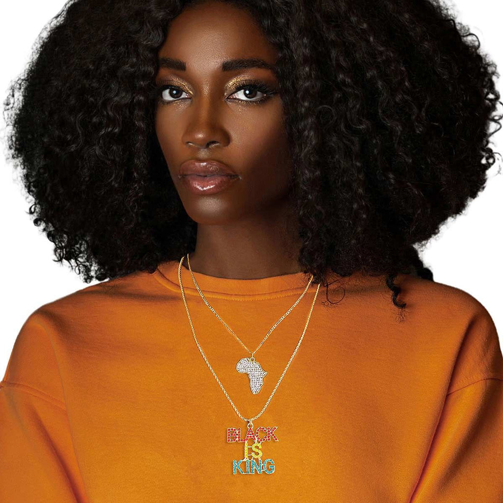 BLACK IS KING Double Chain Necklace | Multi Color Rhinestone ...