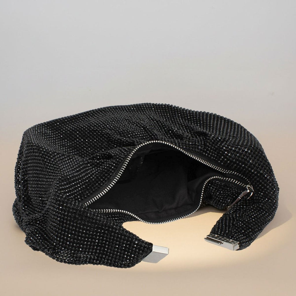Clutch Premium Black Rhinestone Mesh Hobo Bag