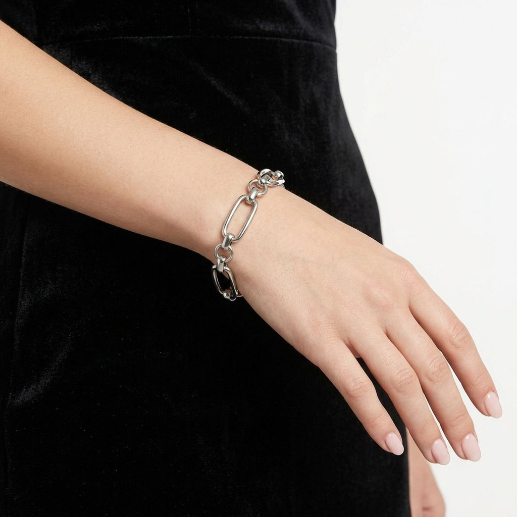 Stainless Steel Chain Bracelet with Handmade Links