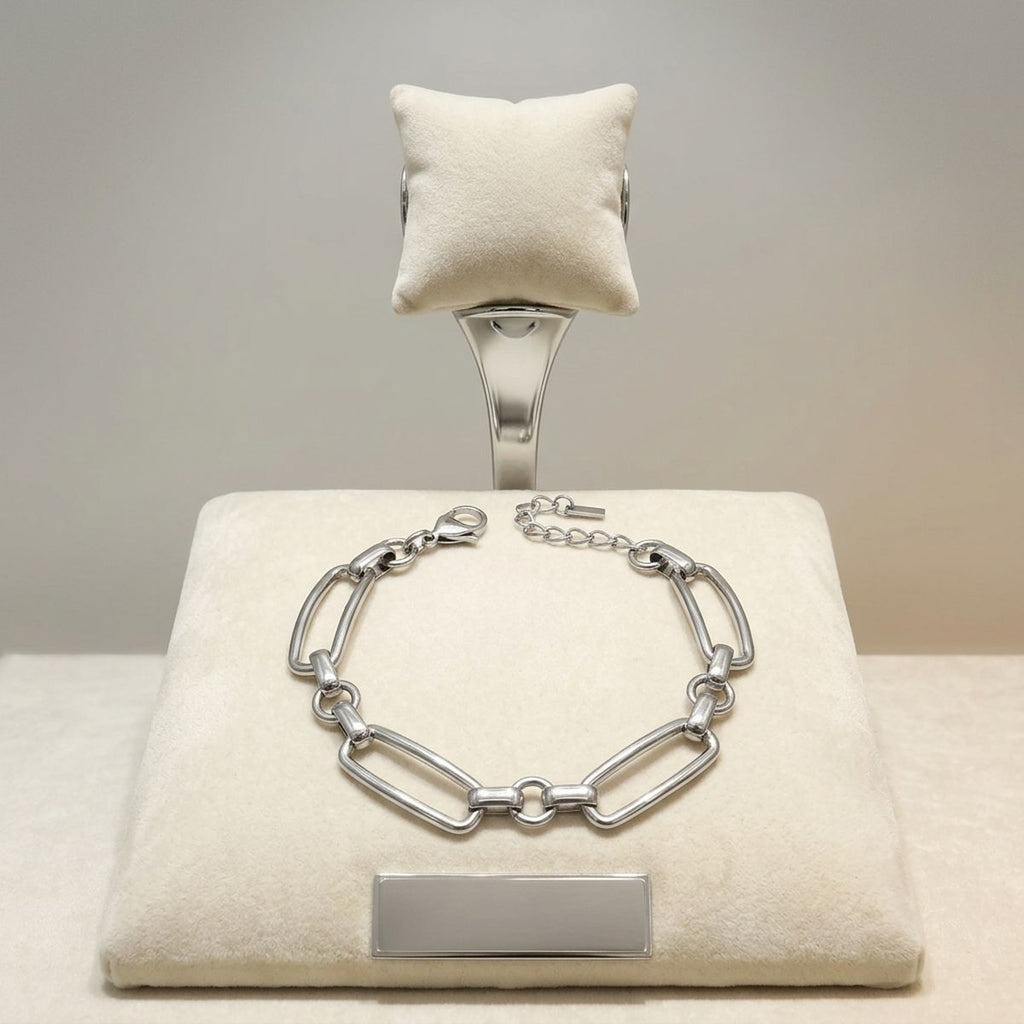 Stainless Steel Chain Bracelet with Handmade Links