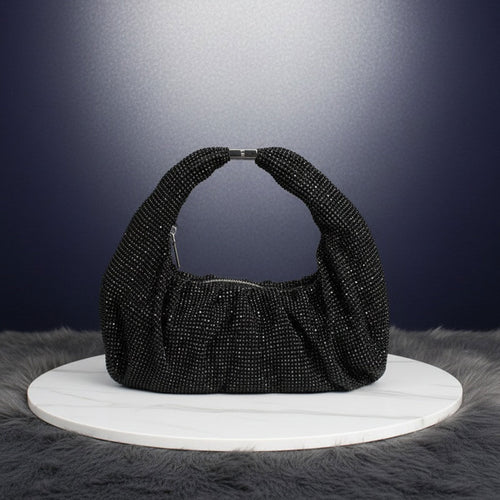Clutch Premium Black Rhinestone Mesh Hobo Bag